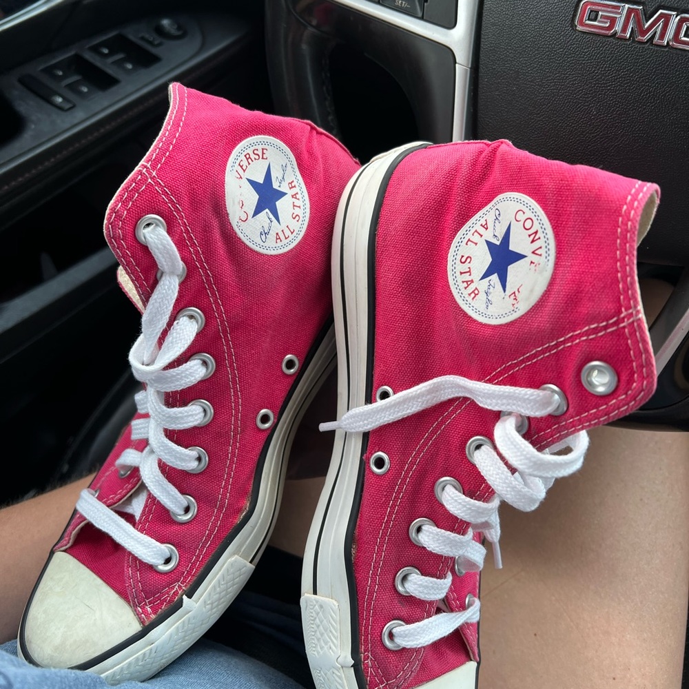 Pink hi top converse
